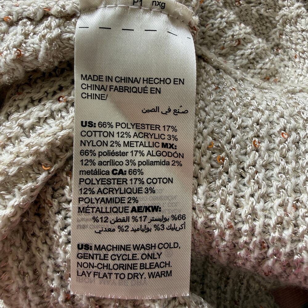 Chicos Tan Neutral Knit Long Sleeve Pullover Sweater Size 2 L - Picture 10 of 12
